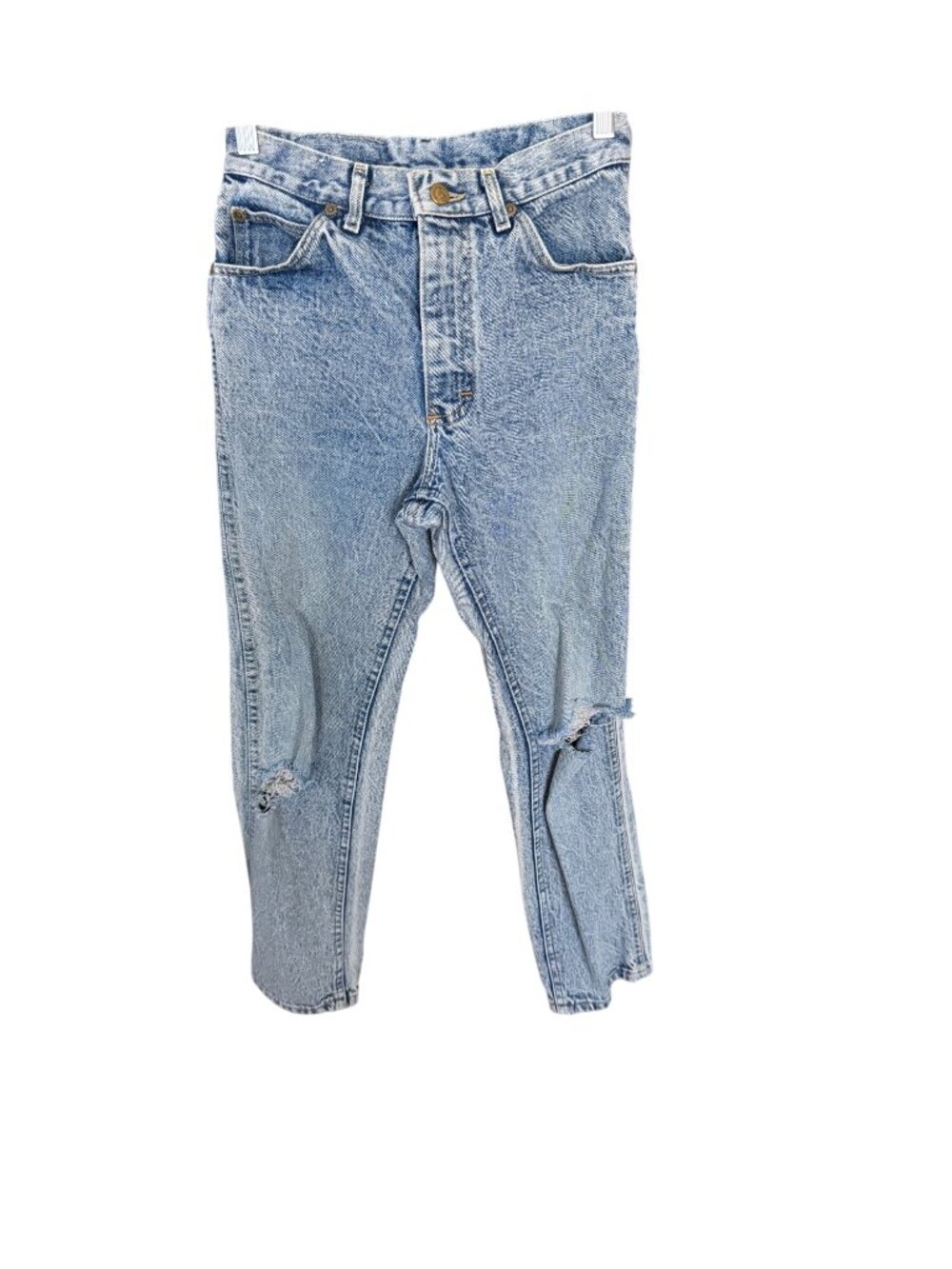 Vintage Lee High-Waisted Distressed Acid Wash Jeans 29x30 USA Made Cotton